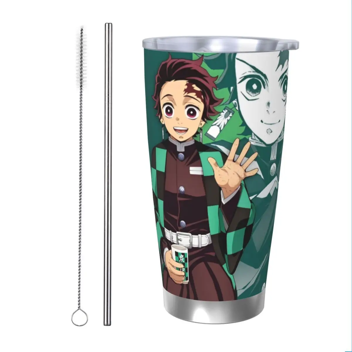 Tanjiro Kamado Demon Slayer Anime Insulated Tumbler with Lid Vacuum Coffee Mugs Outdoor Travel Hot Cold Drinks Cup, 20oz