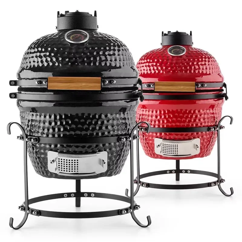 For Auplex Outside Mini Kitchen 13 Inch Portable Charcoal Ceramic Kamado BBQ Grill Smoker Parrilla for Family Camping
