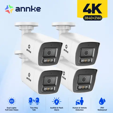 ANNKE POE 8MP 4K IP Camera POE Outdoor Waterproof H.265 Security Surveillance CCTV Camera Motion Detection Camera Two Way Audio