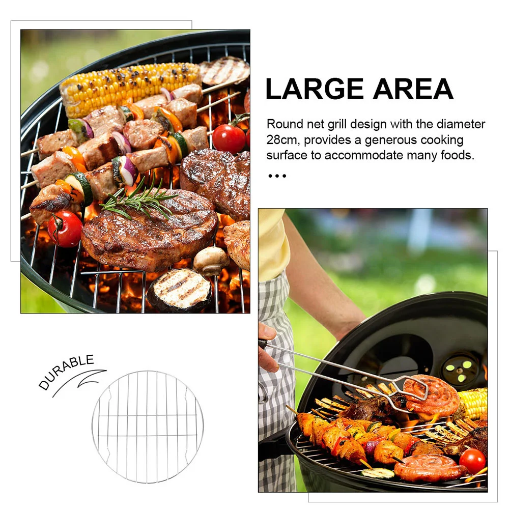 

2Pcs Stainless Steel Round Grill Barbecue Stand Outdoor Bbq Rack Meat Fish Roast Practical Steak Shrimp