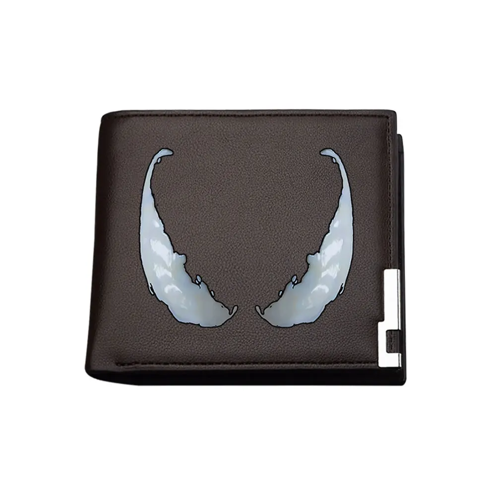 محافظ رجالية من جلد البولي يوريثان من Venom، محفظة سوداء قصيرة، محفظة نسائية للعملات المعدنية