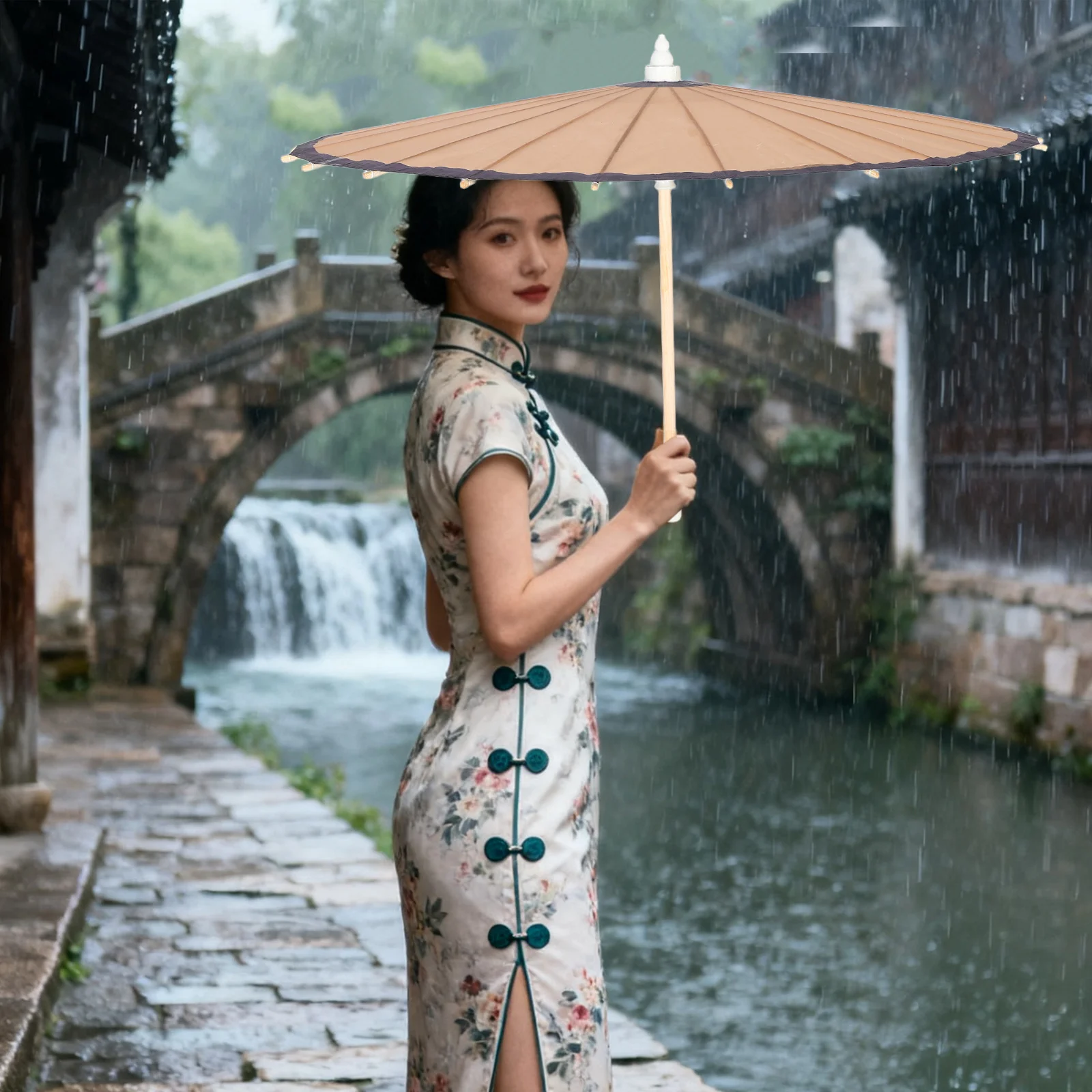 

Elegant Chinese Oiled Paper Umbrella Handcrafted Vintage Parasol for Hanfu Costume Stage Performance Party Decor Photography