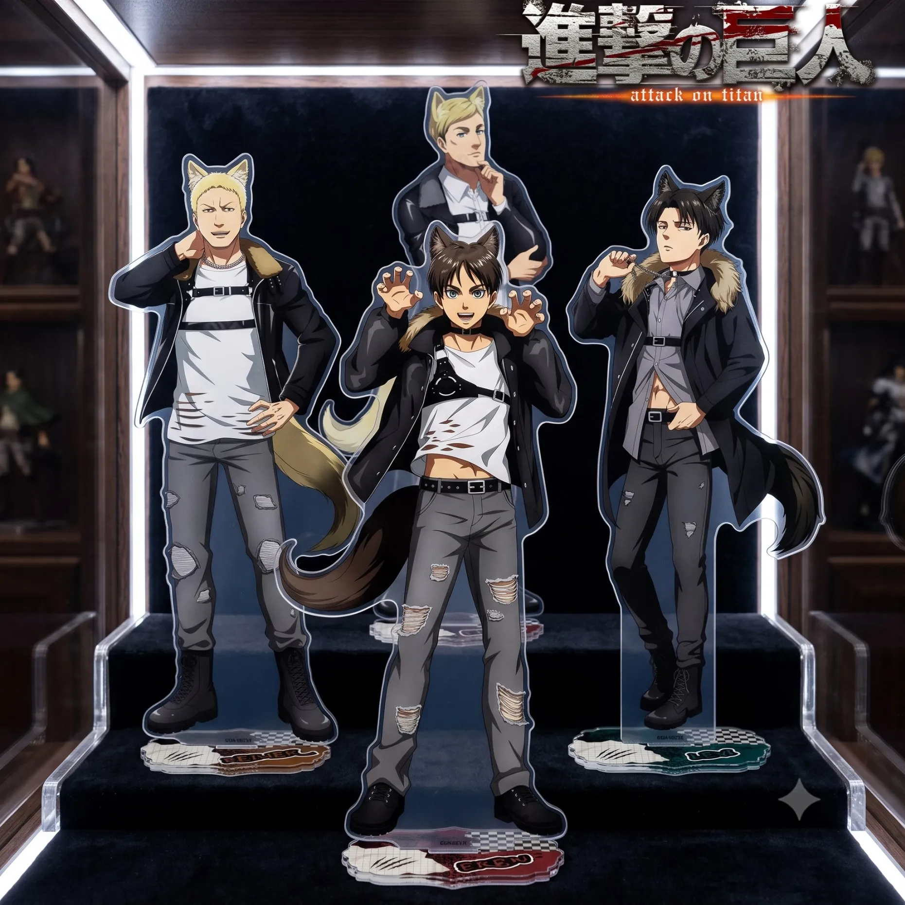 Eren Levi Anime Acrylic Stand 15cm Attack on Titan AOT Erwin Hanji Figure Plate Keychain Desk Decor Horse Riding Birthday Gift