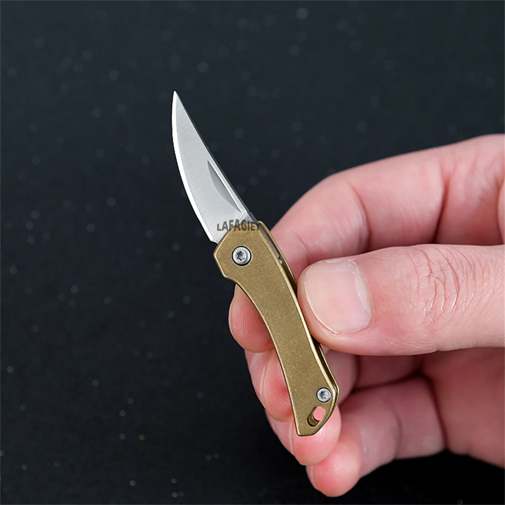 Retro Brass Rhino Compact Mini Knife Sharp Blade Portable Folding Knife Keychain Removal Express Tools Knife