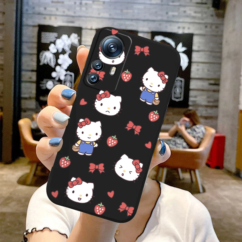 Hello Kitty Melody Sanrio Cartoon Liquid Left Rope For Xiaomi Mi 14 13T 13 12T 12 11T 11i 11 A3 10T 10 9 Pro Lite Ultra 5G TPU