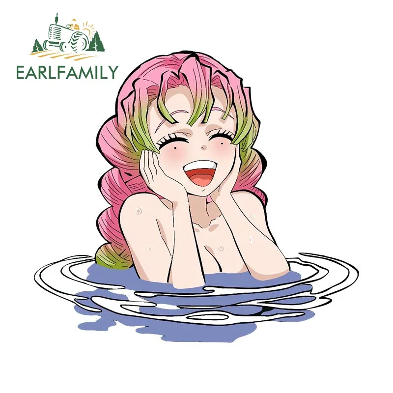 EARLFAMILY 13cm X 11.7cm for Cute Sexy Kanroji Mitsuri Hot Spring Bath Car Stickers Cartoon Fashionable Decals Car Label