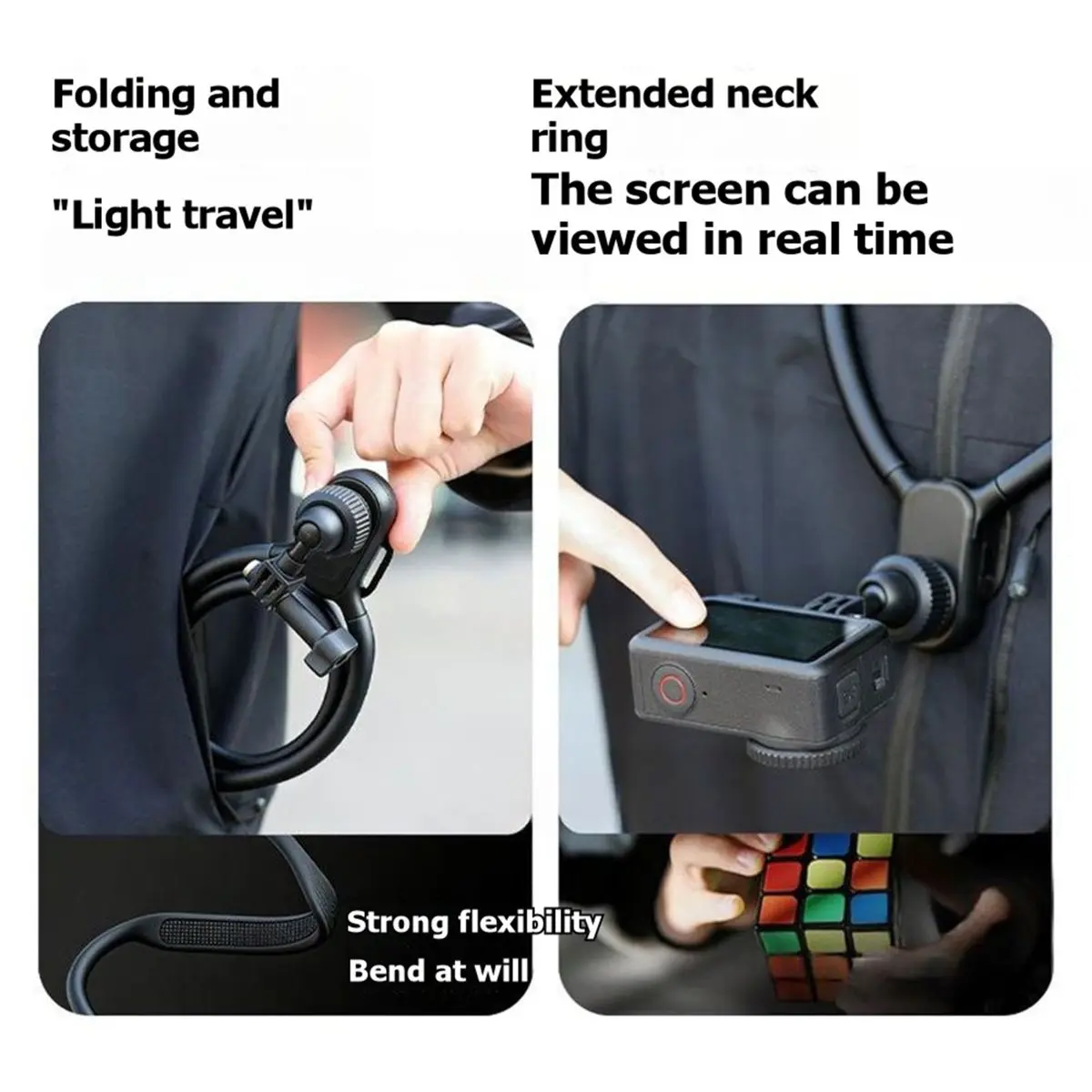 【COUNTDOWN DEAL】 Neck Mount Holder for DJI Action 5 Pro Gopro Camera Accessories POV Mount Ball-Head Neck Brace Chest Strap