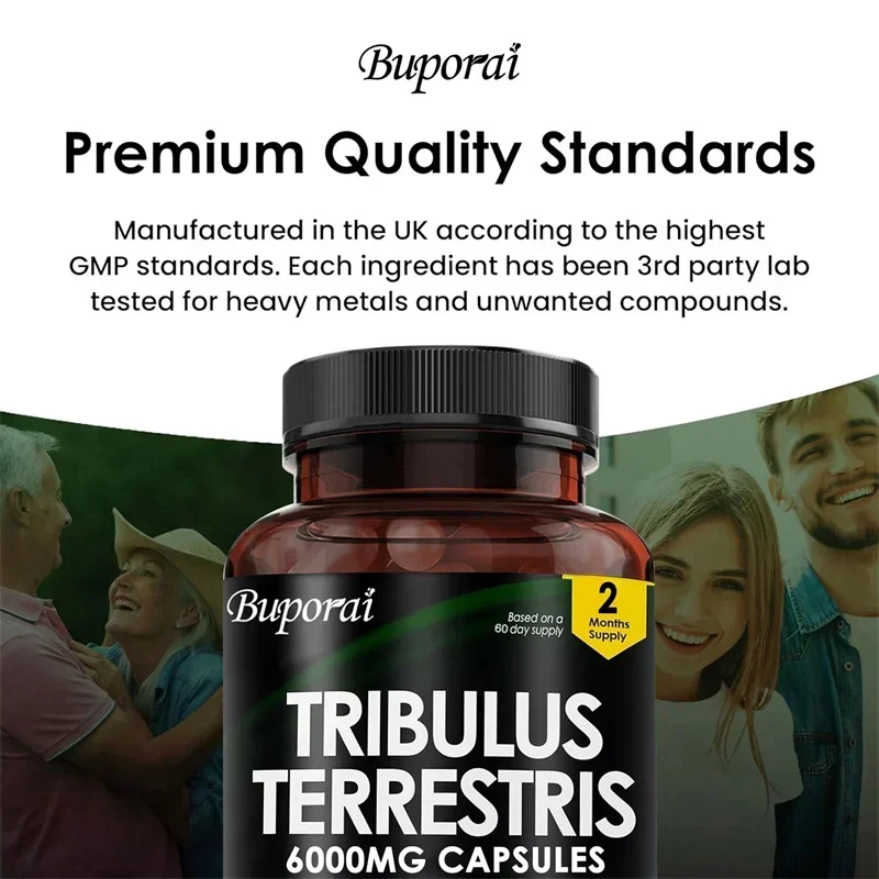 Tribulus Terrestris 6000mg - يعزز صحة الجهاز العصبي وكتلة العضلات وتعزز مستويات الطاقة، ويحافظ على الرفاهية بشكل عام
