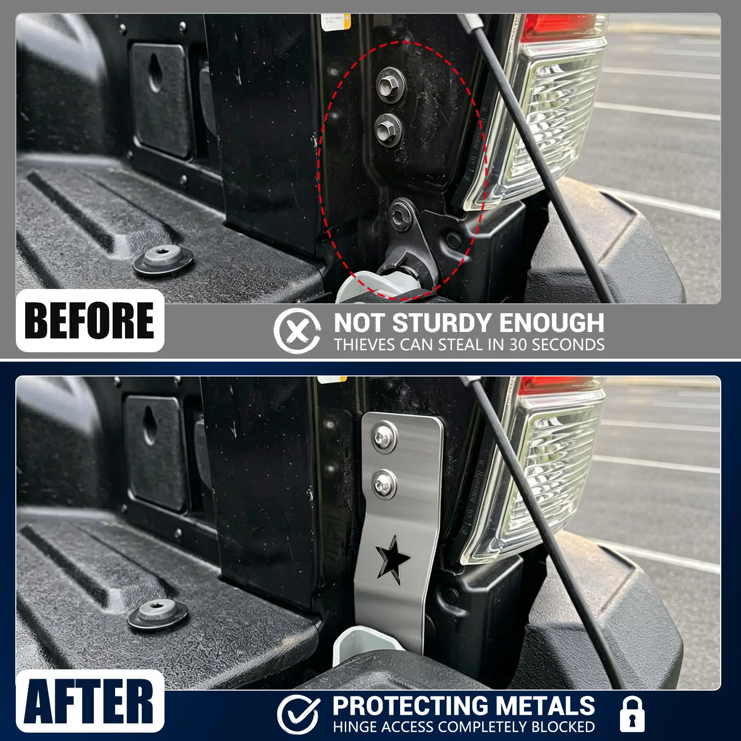 Truck Bed Tailgate Locks Protector Tailgate Anti-Theft Lock Black Silver For Toyota Tacoma Pickup 2016 2017 2018 2019 2020-2023
