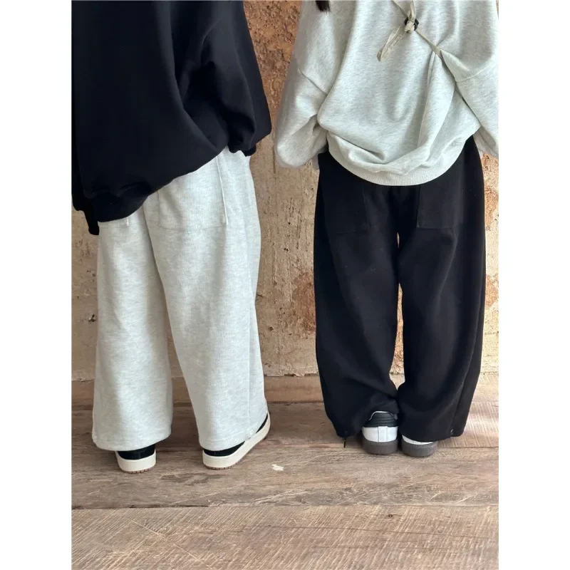 Children Clothing 2023 Spring Autumn New Fashion Korean Style Casual Sweatpants Boys and Girls Loose Solid Color Knitted Pants