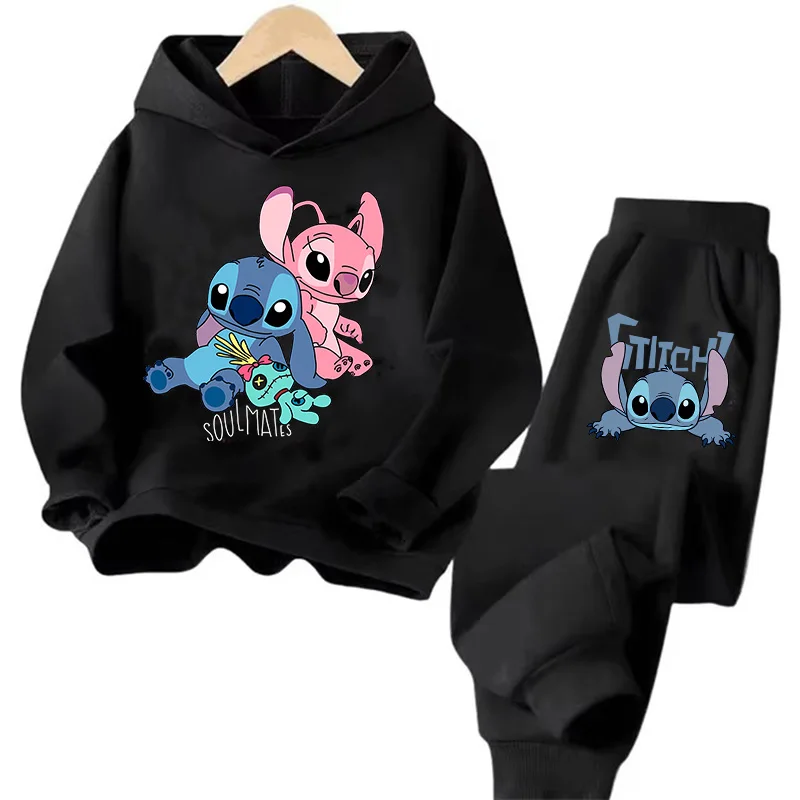 Funny Children Hoodies Stitch Fashion Pullover Sweatshirt Anime Trucksuit Manga Cartoons Girls Boy Kids Autumn Casual Clothes