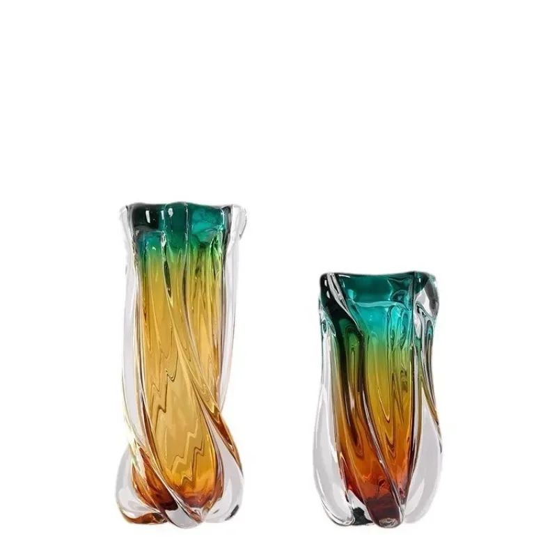 

Light luxury glazed vase ornament, living room dining table model room entrance flower arrangement hydroponic twist flower