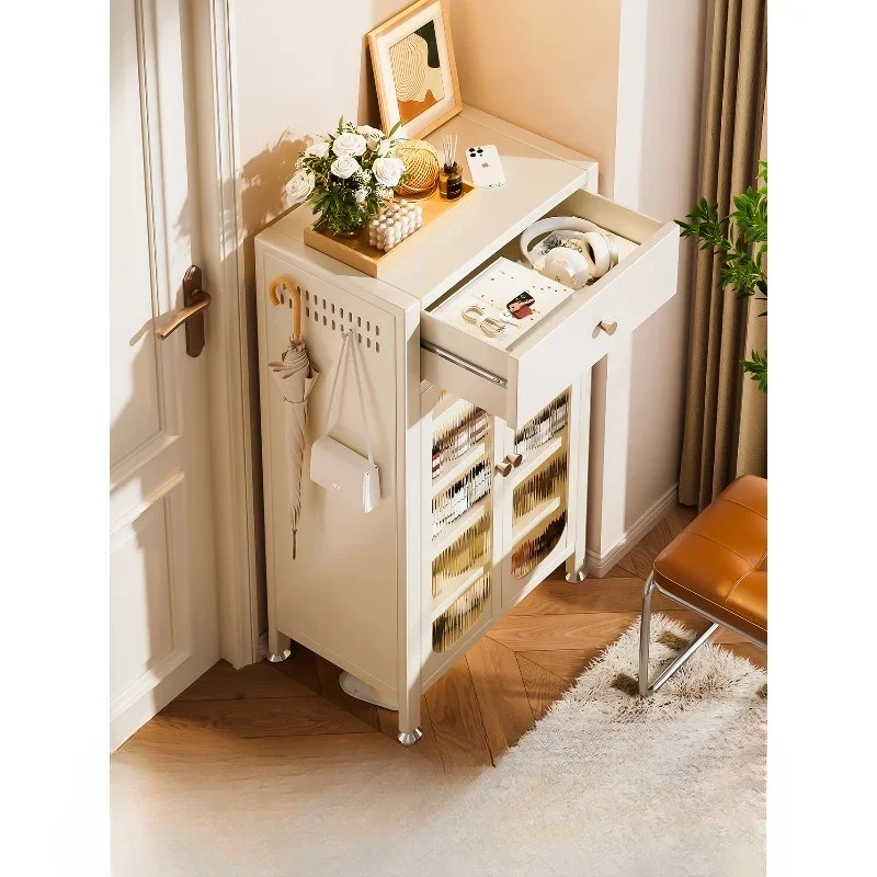 Narrow shoe cabinet, storage cabinet, steel at home door, with drawer cracks, ultra-thin entrance and dust-proof integration
