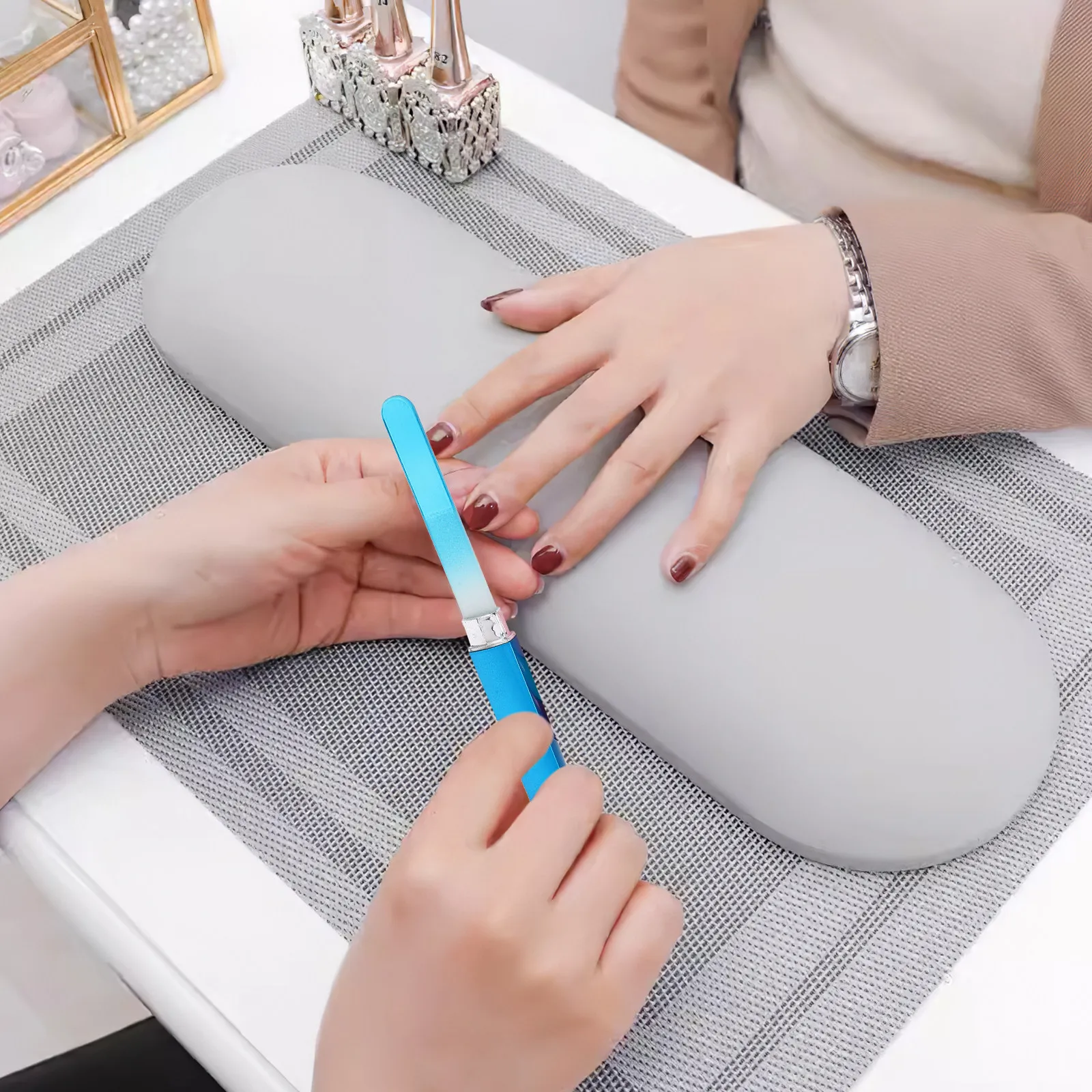 

4Pcs Nail File Box Crystal Tempered Glass Nail Files Double Sided Smooth Filing Surface Manicure Pedicure Buffer Set