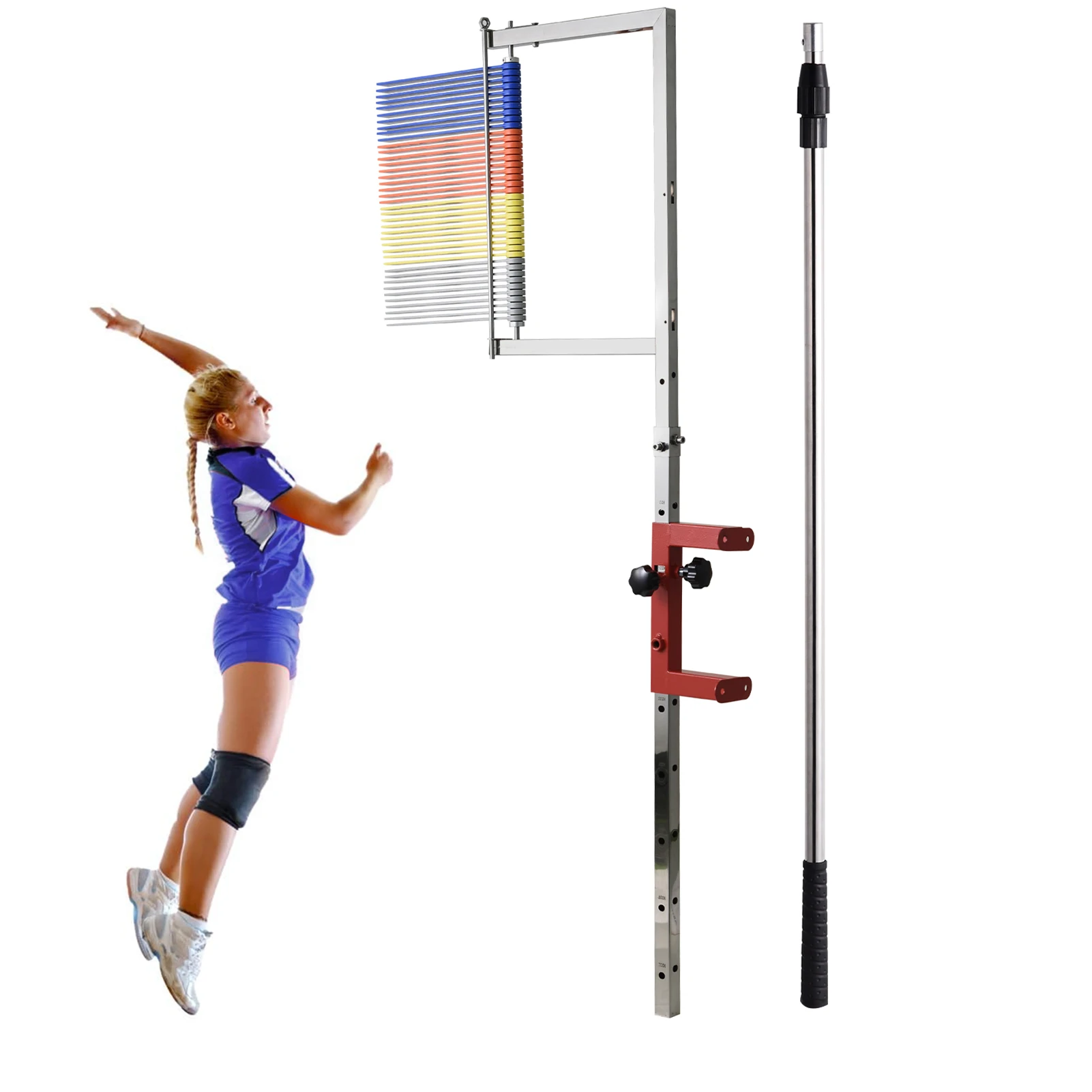 Vertical Jump Tester Wall Mounted, 4.5-5.2Ft Adjustable Height High Jump Trainer with Colorful Reset Vanes, Vertical Challenger Training Equipment for Volleyball Basketball Agility, Jump Measurement Tool for Kids Youth Adults Home Gym School Use