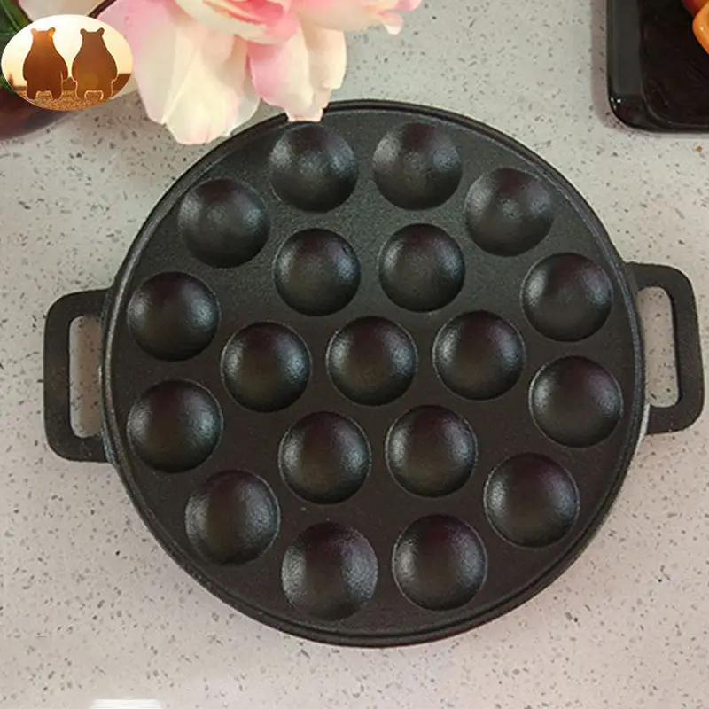 24 سنتيمتر 19 حفرة الأخطبوط الكرة الصغيرة وعاء التجارية مزدوجة الأذن جولة مقلاة خبز كرة السمك الأخطبوط حرق القالب