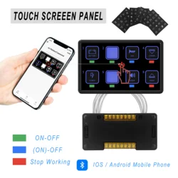 8 Gang Switch Panel Bluetooth Auto Circuit Control Relay System Box Multifunction Toggle Momentary Pulsed Touch Switch Pods
