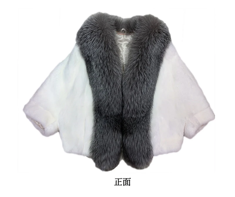 Mink fur coat Women's fur jacket Whole mink short, fox fur cape