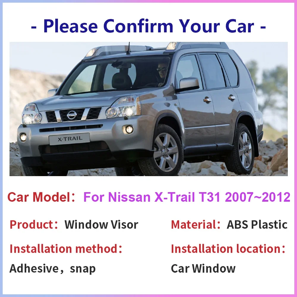 Car Window Visor for Nissan X-Trail T31 X Trail XTrail 2007~2012 Sun Rain Guards Deflector Vent Smoke Cover Exterior Accessories