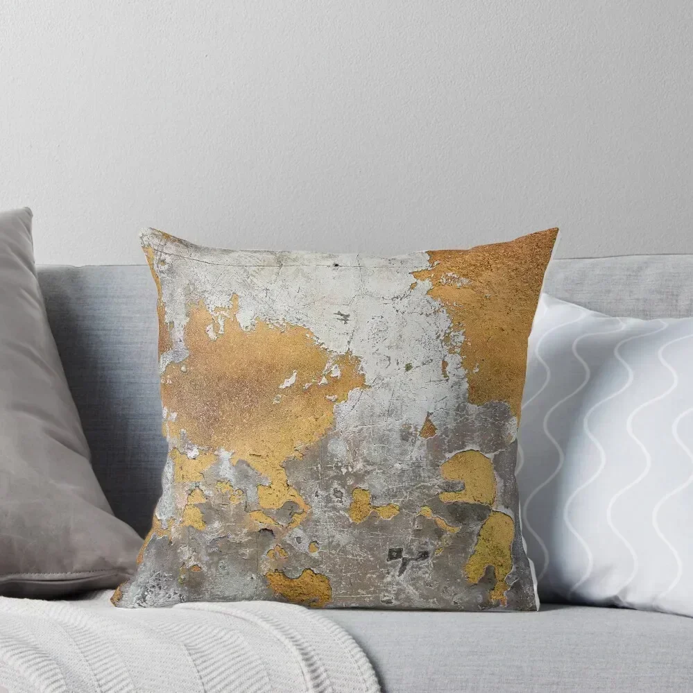 

Faux Metalfoil Gold Glamour on Gray Concrete Wall Throw Throw Pillow Couch Pillows Rectangular Cushion Cover pillow