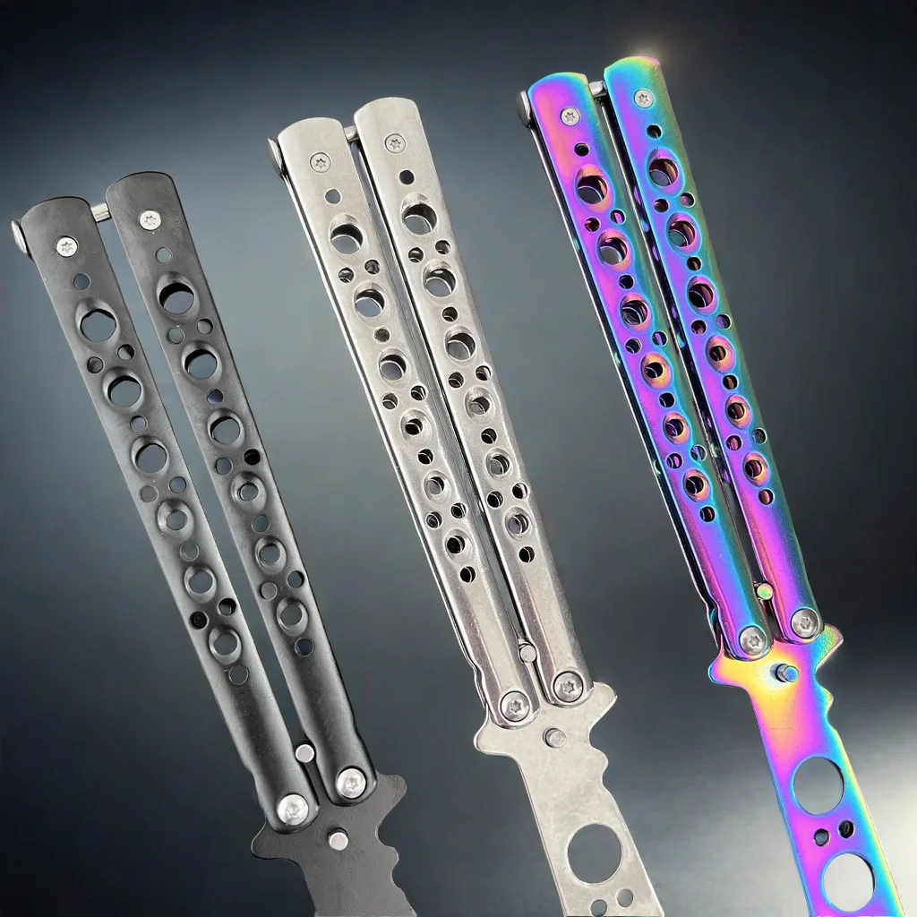 Portable Butterfly Training Knife Foldable Pocket Flail Knife Uncut Blade Butterfly Comb Training Tool