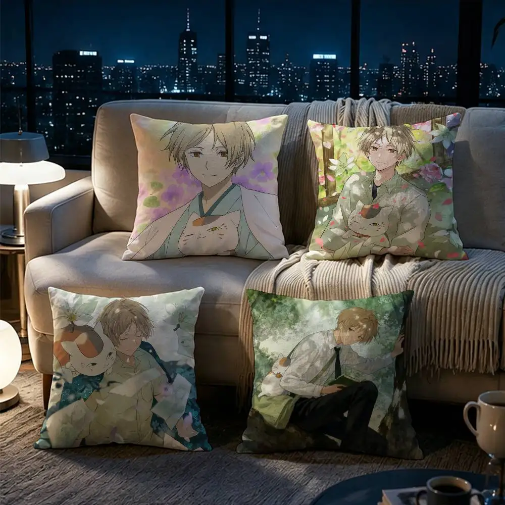 Natsume Takashi  Pillow cover Soft Microfiber Pillowcase Home Sofa Decor Surprise Decorative printed.