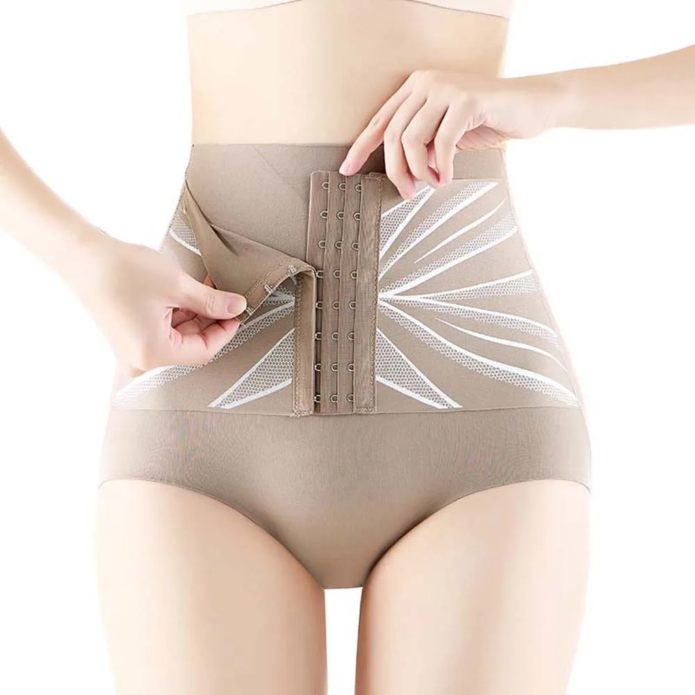 

With Buckle Slimming Shapewear High Waist Belly Contracting Butt Lifting Briefs Lingerie Waist Trainer Seamless Panties Women