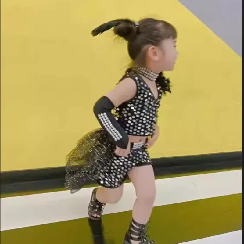 Children's Jazz Dance Performance Costume Sequin Princess Jazz Dance Fluffy Skirt Dance Performance Costume Complete Set