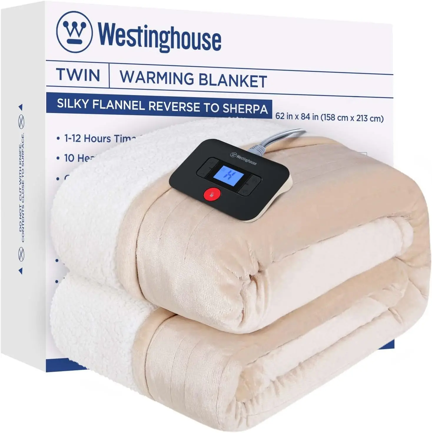 

Electric Blanket Twin, Heated Blanket Twin Size with 10 Heating Levels and 1 to 12 Hours Heating Time Settings, Fla