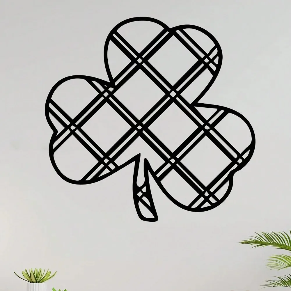 Irish Clover Aluminum Sculpture Metal Shamrock Wall Art Garden Fence Decor Patio Hanging Sign Laser Cut Rustproof Yard Ornament