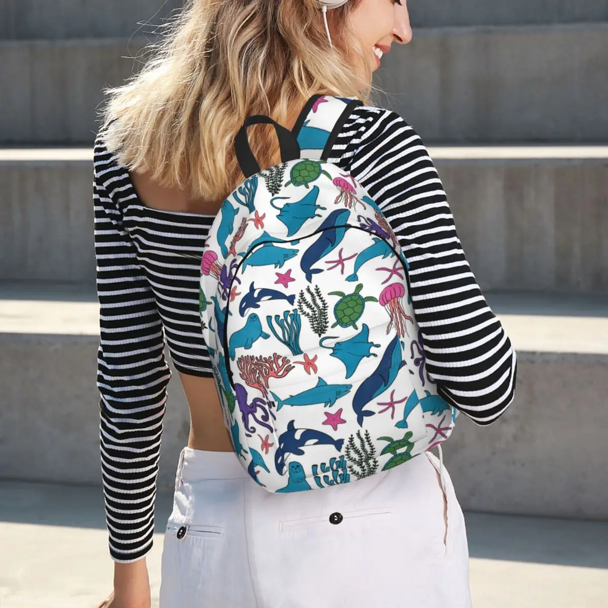 حقيبة ظهر لحيوانات البحر للطلاب والأولاد والبنات حقيبة كتب للأطفال حقيبة مدرسية حقائب كتف للكمبيوتر للرجال والنساء