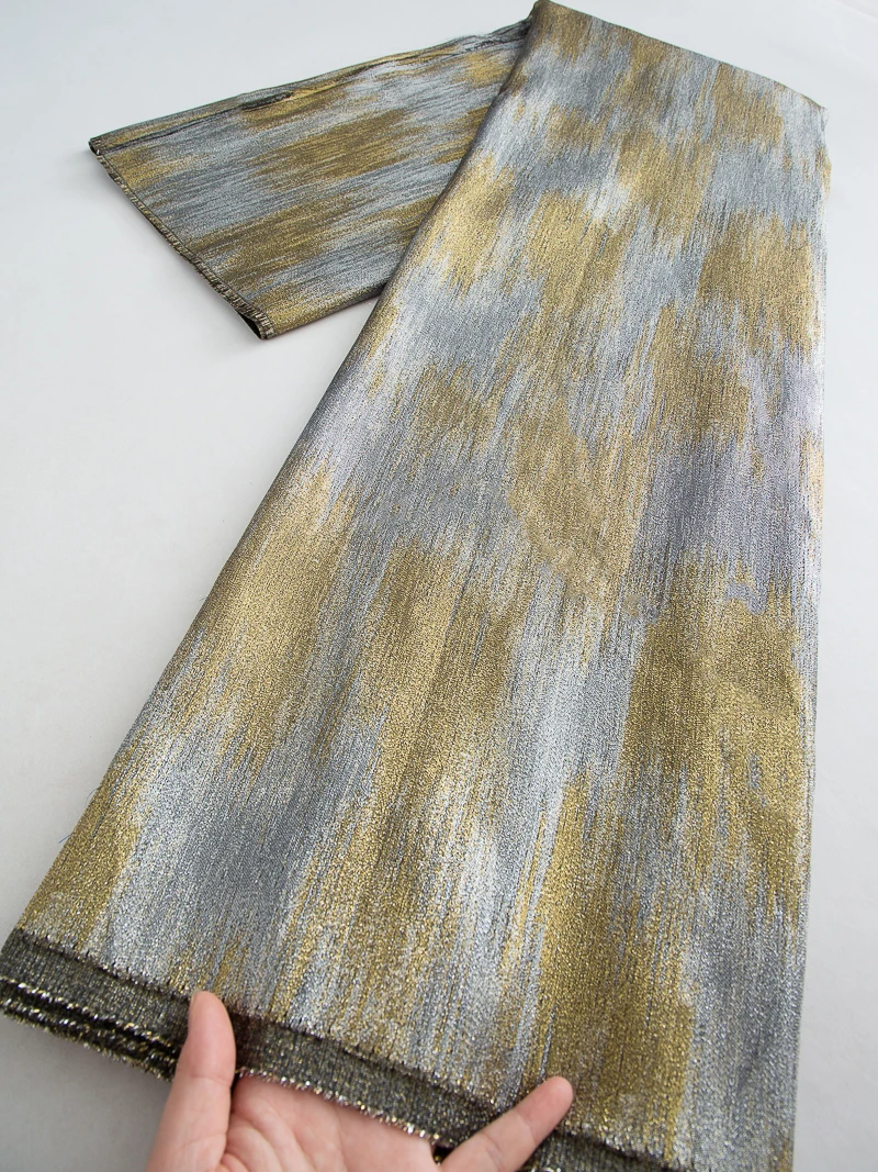 럭셔리 금박 오간자 레이스 원단 2025 고품질 2.5야드 아프리카 면 레이스 원단 여성 파티 웨딩 드레스용4529