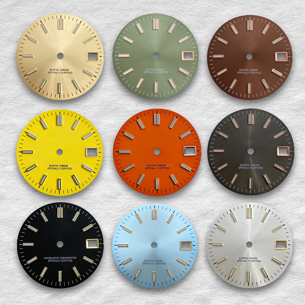 

28.5mm S Logo Dial Suitable For NH35 NH36 Automatic Movement WatchSun Pattern Green Luminous Modification Accessories