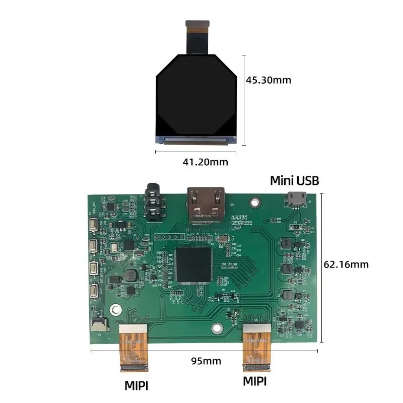 2.1 inch 1600*1600 display one driver board to dual screen high resolution screen VS021XRM-NW0-6KP0 driver board kit