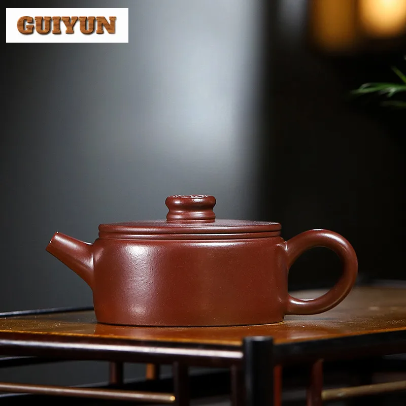 

100ml Creative Yixing Purple Clay Teapots Handmade Lucky Coin Large Caliber Pot Raw Ore Zhu Mud Kettle With Infuser Zisha Teaset