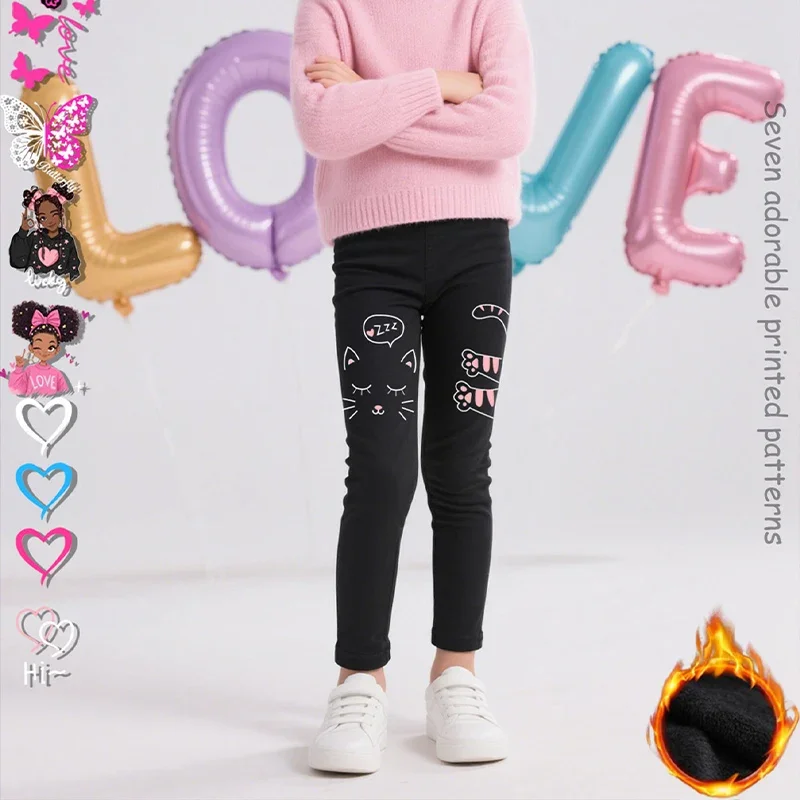 Girls' Thermal Leggings Solid Colors Full-Length Stretch Leggings Christmas gifts suitable for daily dressing and dance practice