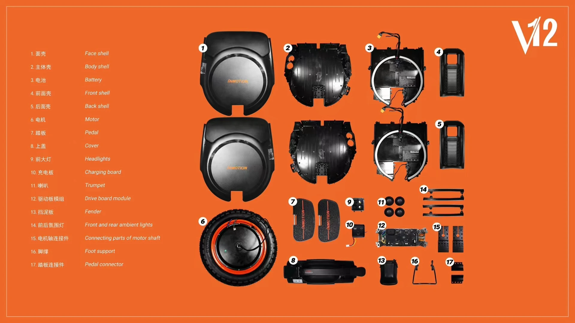

Оригинальные аксессуары INMOTION V12/V12Pro, силовые колодки V12HT, электрические одноколесные велосипеды, различные компоненты