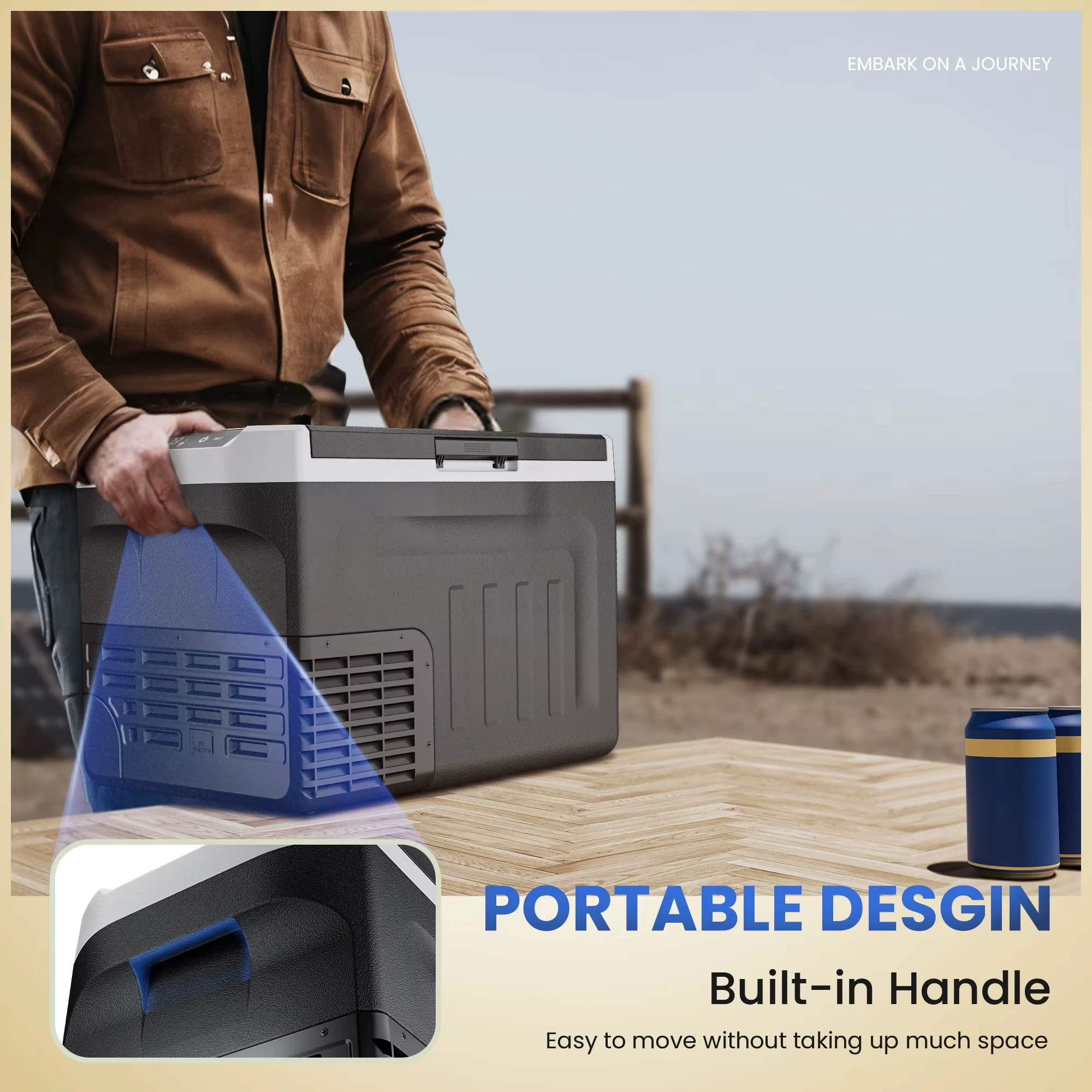 Portable 80L Refrigerator Freezer -4℉~68℉ Mini Fridge 12/24V DC&110-240V AC, Car Fridge for RV,Trunk with Dual Storage Zone