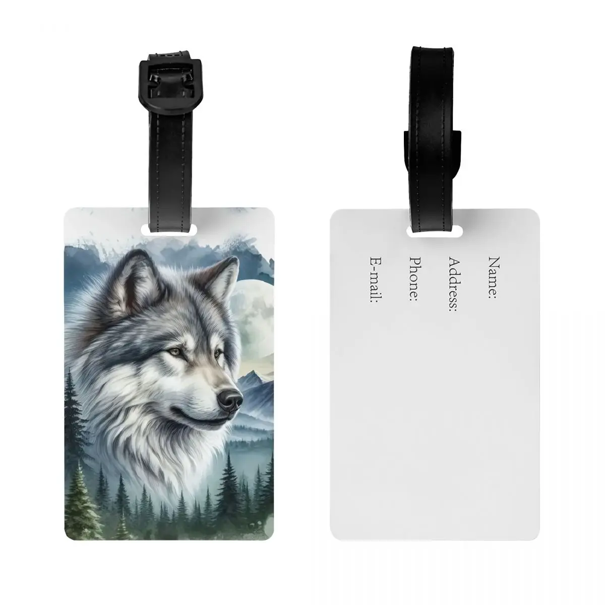 Custom Forest Wolf Luggage Tags for Suitcases Fashion Baggage Tags Privacy Cover Name ID Card