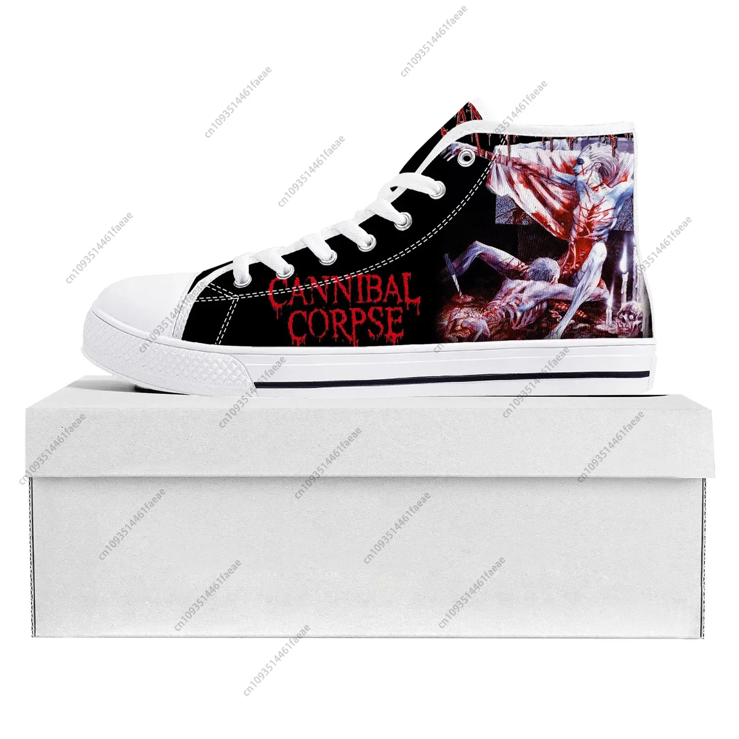 Cannibal Corpse High Top Sneakers Mens Womens Teenager Canvas High Quality Death Metal Sneaker Casual Custom Made Shoes White