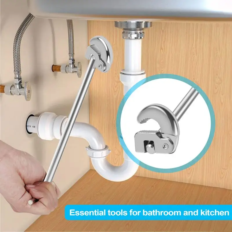 

Basin Wrench Adjustable Tap Spanner Heavy-Duty Adjustable Wrench Tool For Plumbing Disassembly Kitchen Garden Sewer Basin