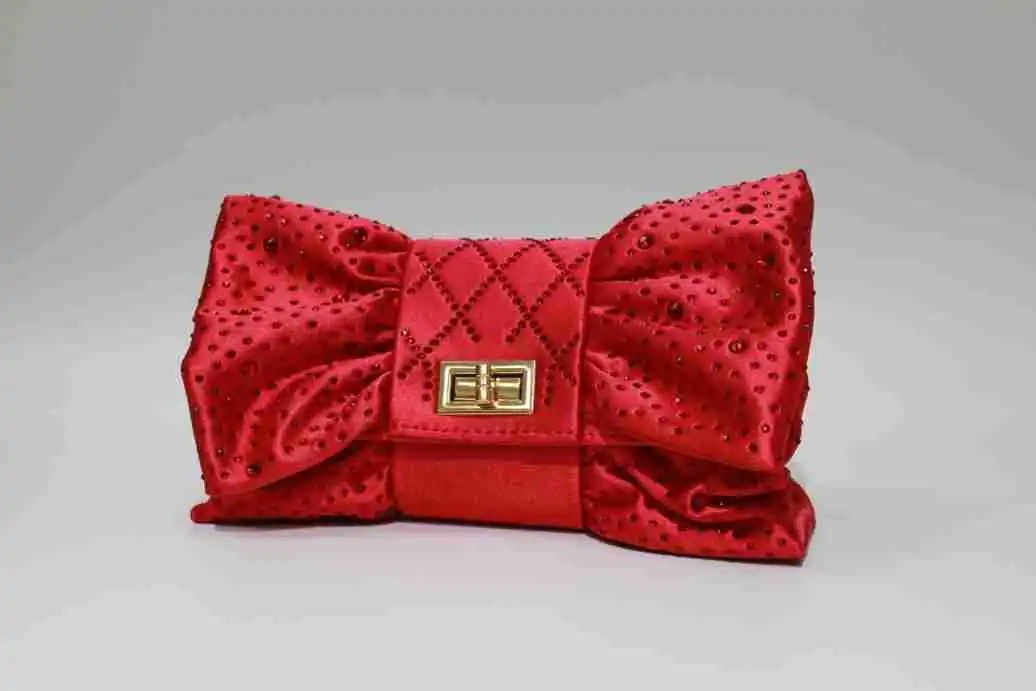 أنيقة مطوي سيدة القوس حقيبة مربعة صغيرة تصميم المتخصصة مع اليد الماس عقد مأدبة الحزب