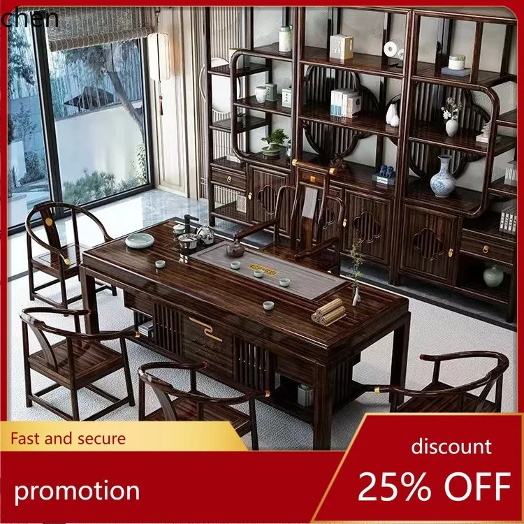 HT New Chinese Style Tea Table and Chair Set High-End Tea Table Home New Chinese Style Zen Tea Table