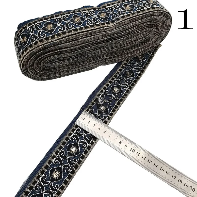 1 Yards Embroidery Fabric Lace Trim  Denim Dress Ribbon Tape Webbing Ethnic