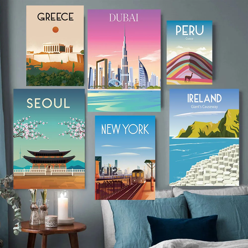 France Paris Brazil Hawaii Peru Nice Italy Amsterdam City Travel Poster Canvas Painting Landscape Wall Art Room Home Decor Gift