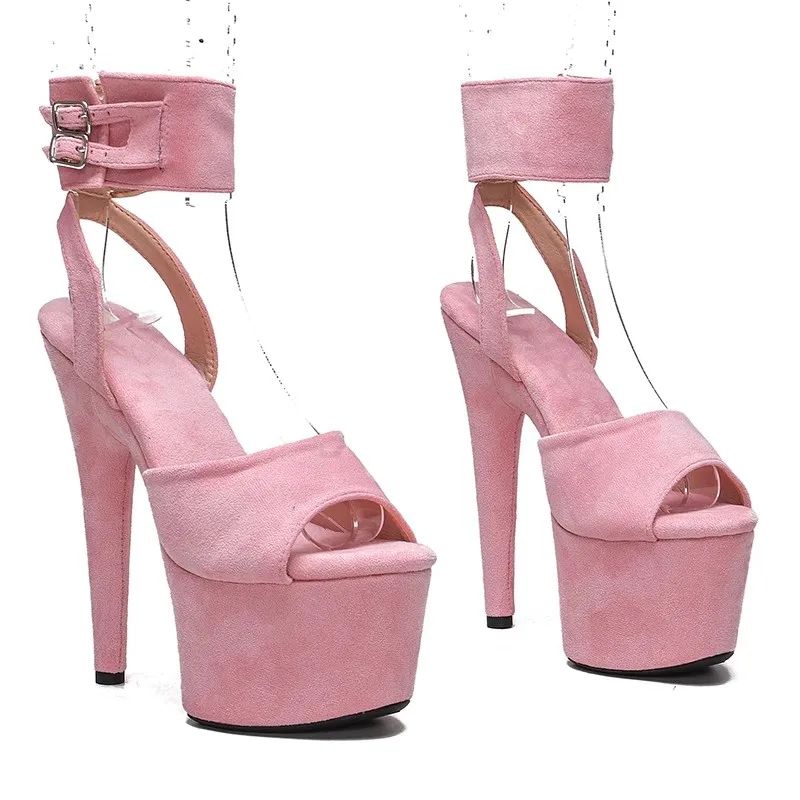 

17CM/7inches Suede Upper Plating Platform Sexy High Heels Sandals Pole Dance Shoes 019