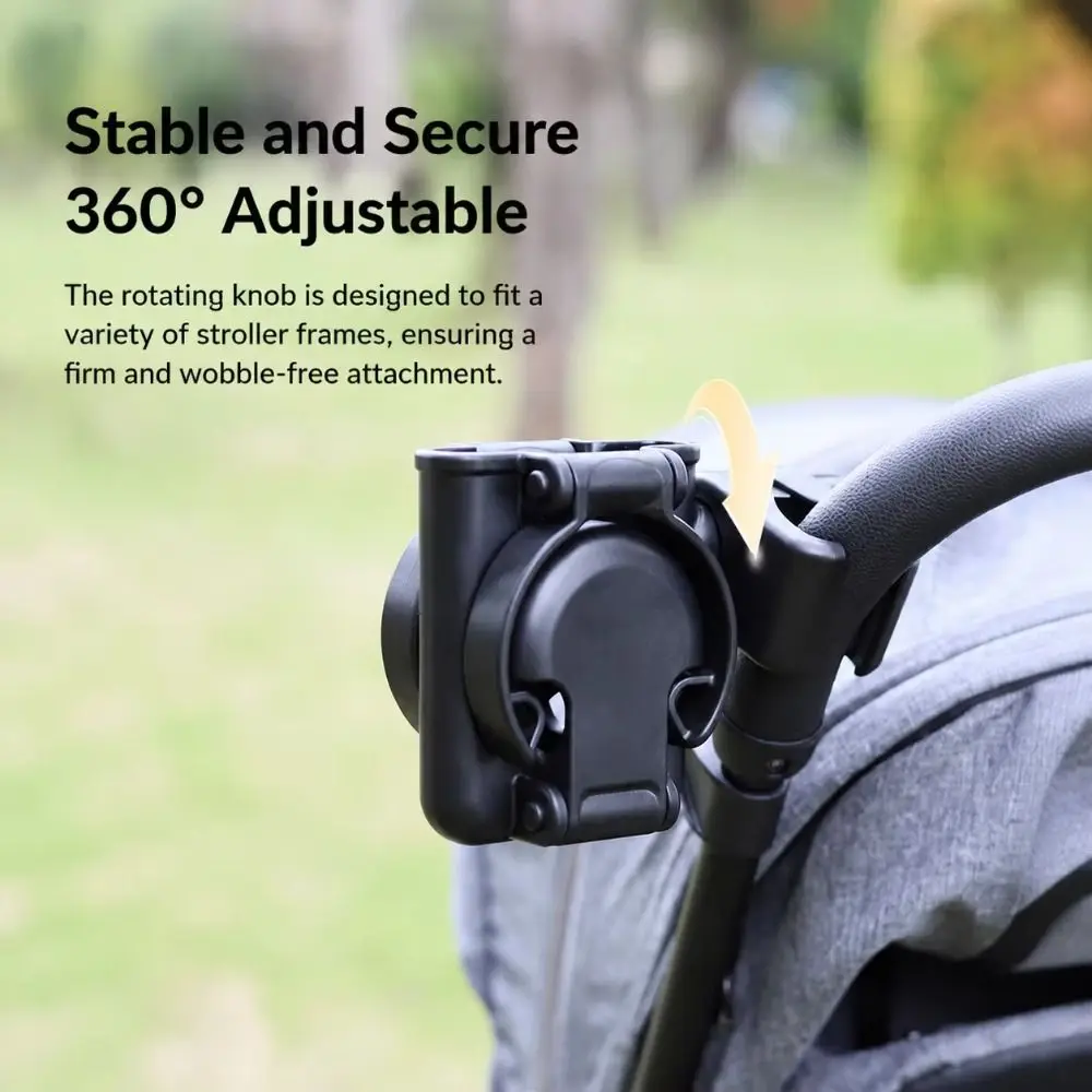 3 in 1 Stroller Cup Holder Double Cup Adjustable Pram Phone Mount Space Saving 360 Degree Rotating Pushchair Bottle Organizer