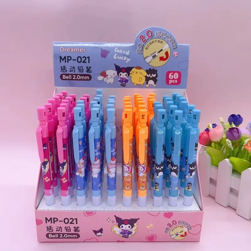 60pcs Sanrio 2.0mm Mechanical Pencil My Melody Kuromi Cinnamoroll Automatic Pencils Student School Supplies Stationery Wholesale