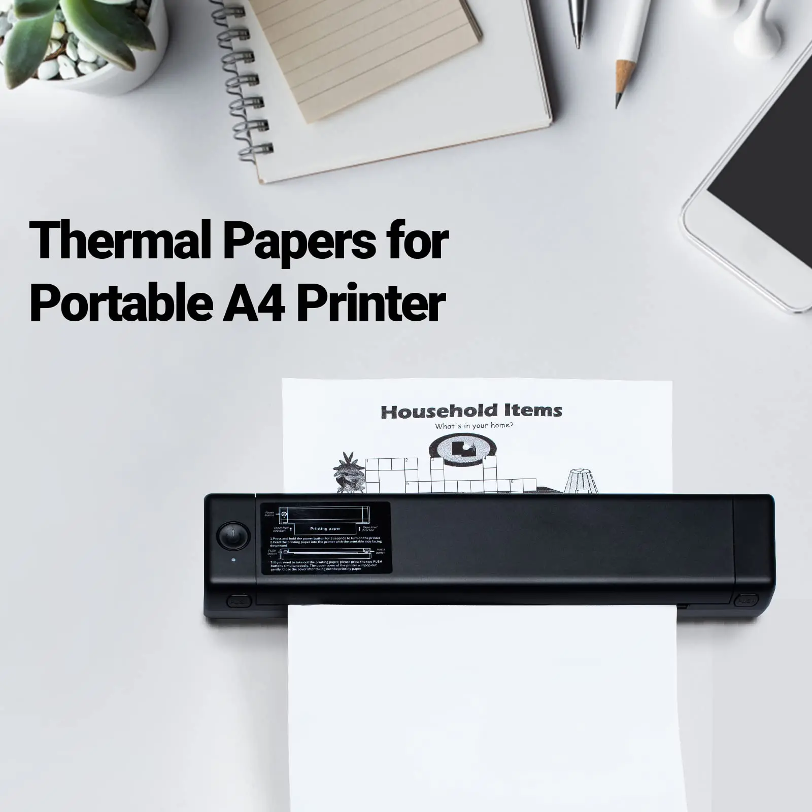 Papel térmico A4 Compatible con impresora térmica portátil M08F, papel de impresora, 200 hojas