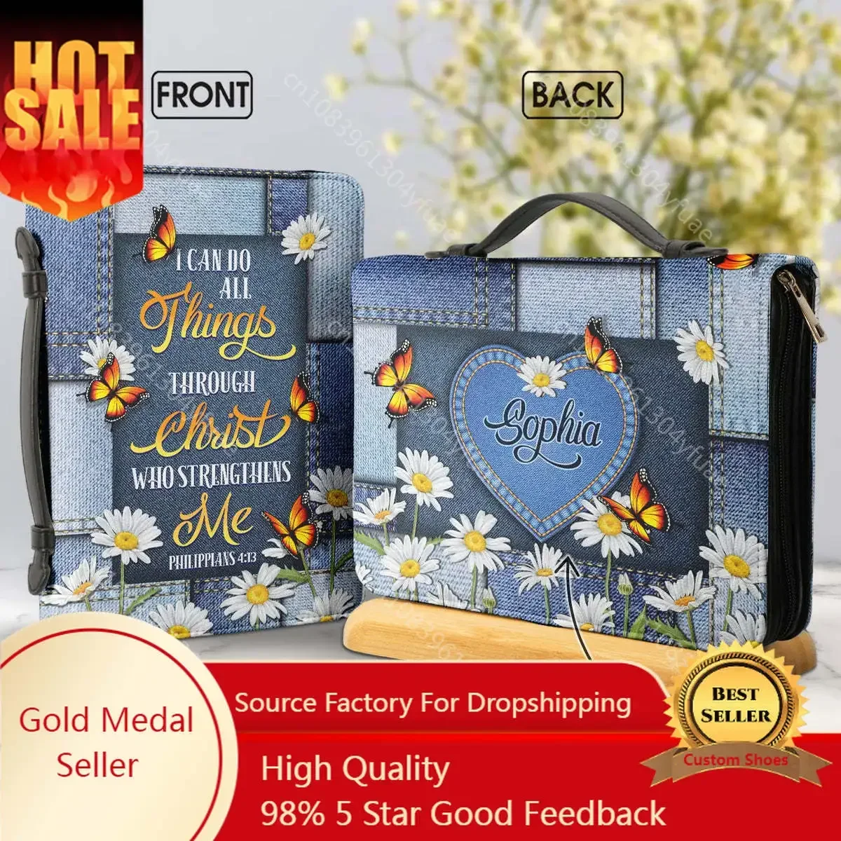 

Bible Cover Case Women Study Book Holy Storage Boxes I Can Do All Things Through Christ Who Strength Handbags Church Bible Bags